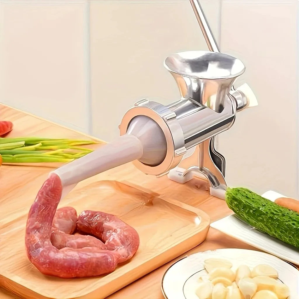 Stainless Steel Manual Meat Grinder And Hand Crank Sausage Stuffer