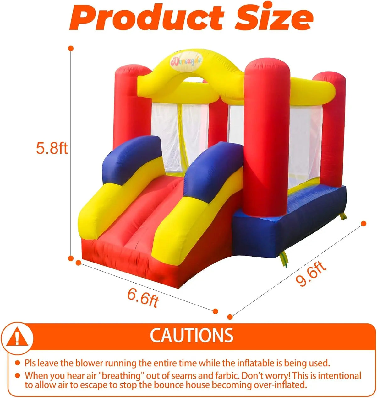 GSF Inflatable Bounce House With Slide And Blower For Kids