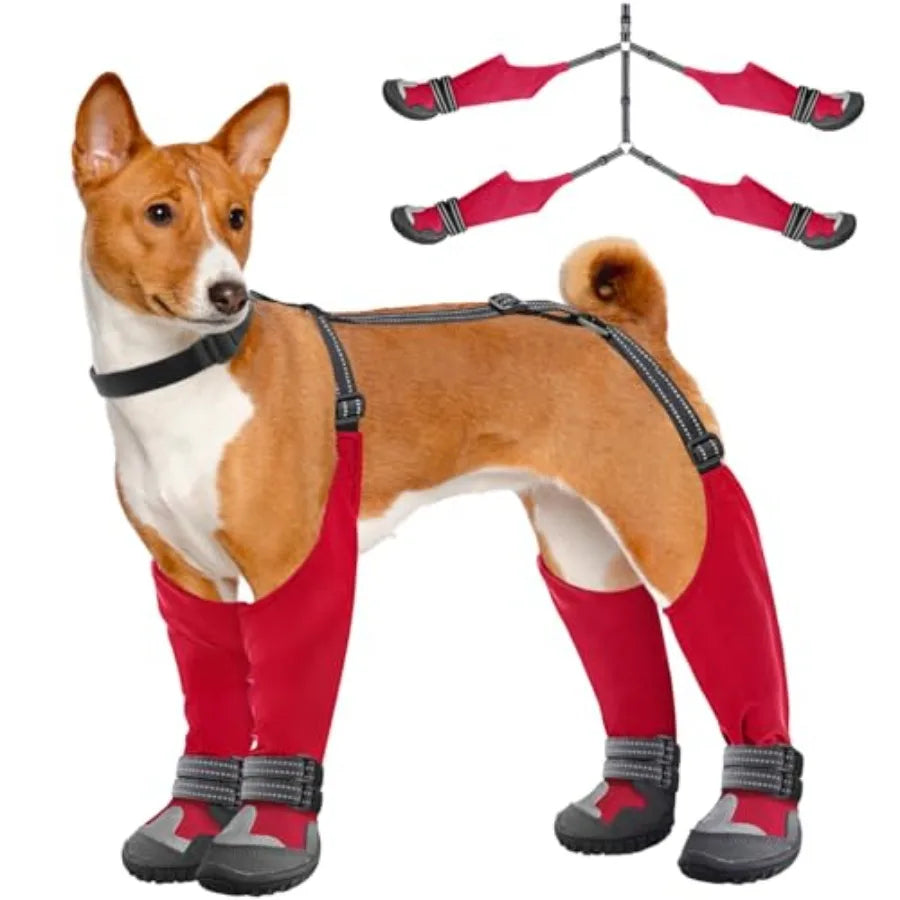 Adjustable Waterproof Dog Suspender Boots For Snow Rain Hiking