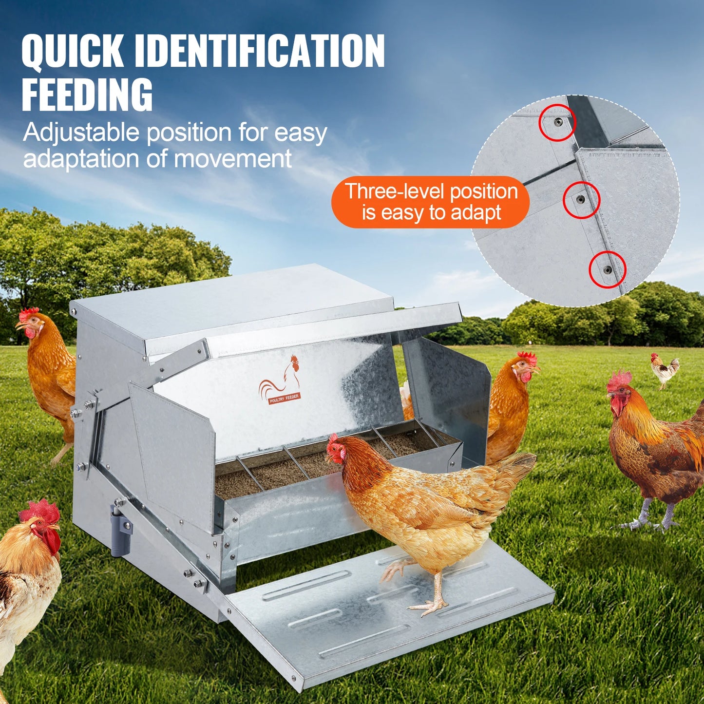 SucceBuy Automatic Galvanized Steel Chicken Poultry Feeder