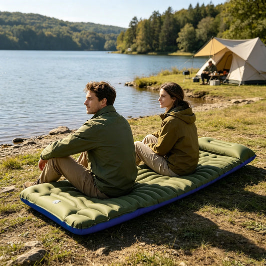 PAKICETUS Foot Pump Air Mattress, Quick Inflation Ultra Thick Anti-Slip Surface Durable TPU Inflatable Bed, Portable Camping Mat Guest Bed for Home Travel Outdoor Use