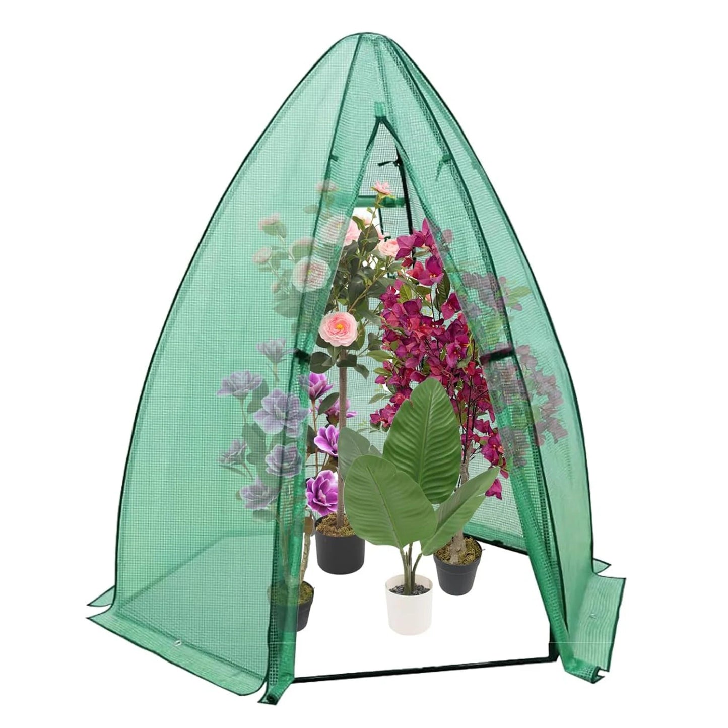 54x54x71 Mini Hexagonal Greenhouse Portable Walk-in Greenhouse With PE Cover Roll-Up Door Mesh Window For Garden Patio
