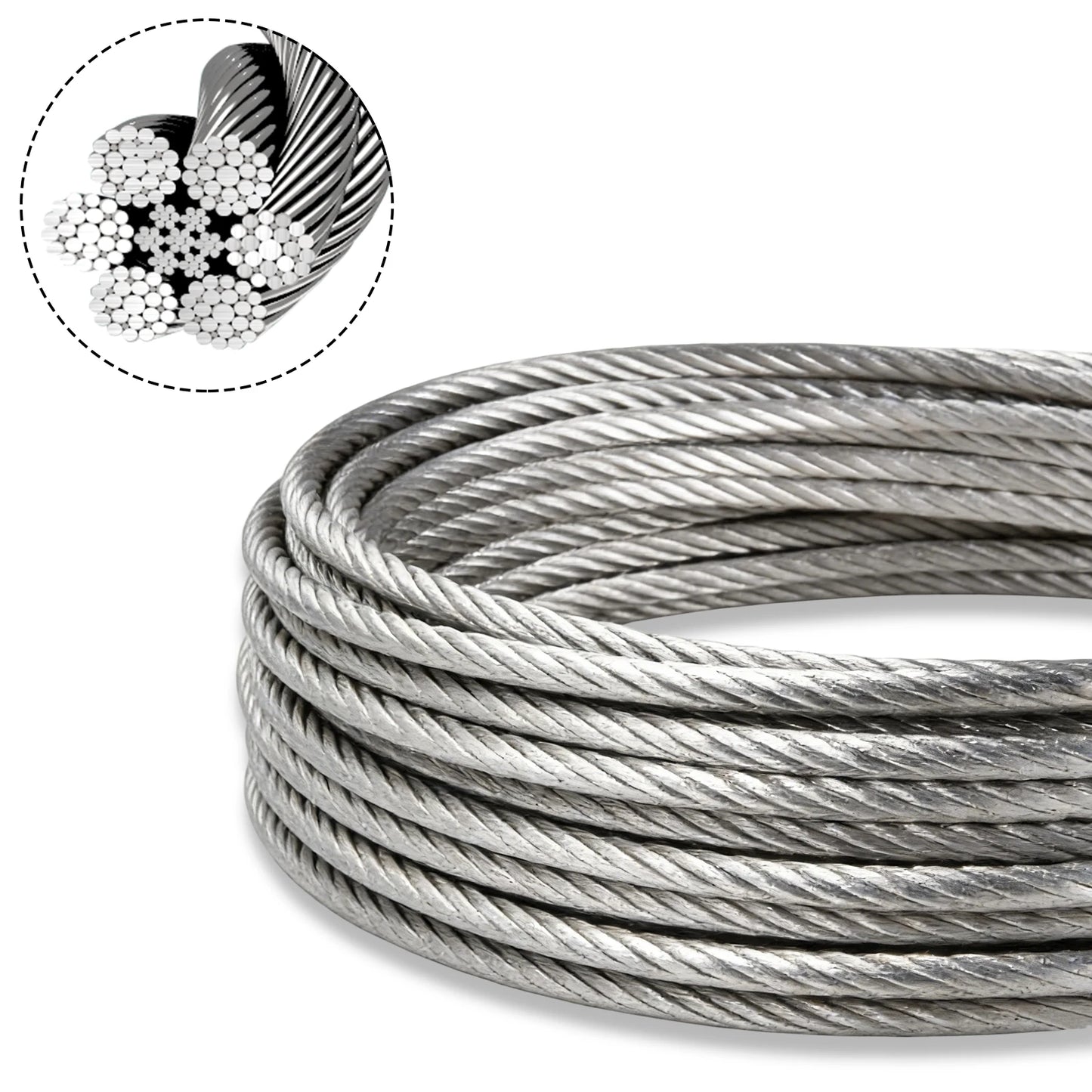 Stainless Steel Aircraft Wire Rope Heavy Duty Winch Cable