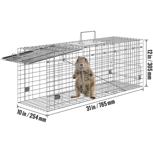 SucceBuy Humane Live Animal Cage Trap Galvanized Iron Folding