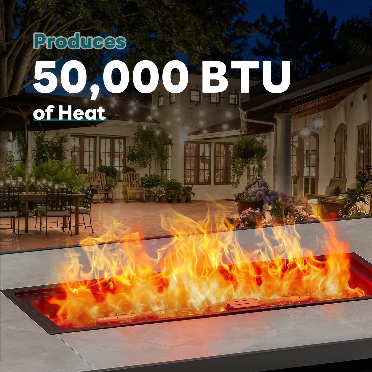 JHK Outdoor Propane Fire Pit Table For Patio Gardens