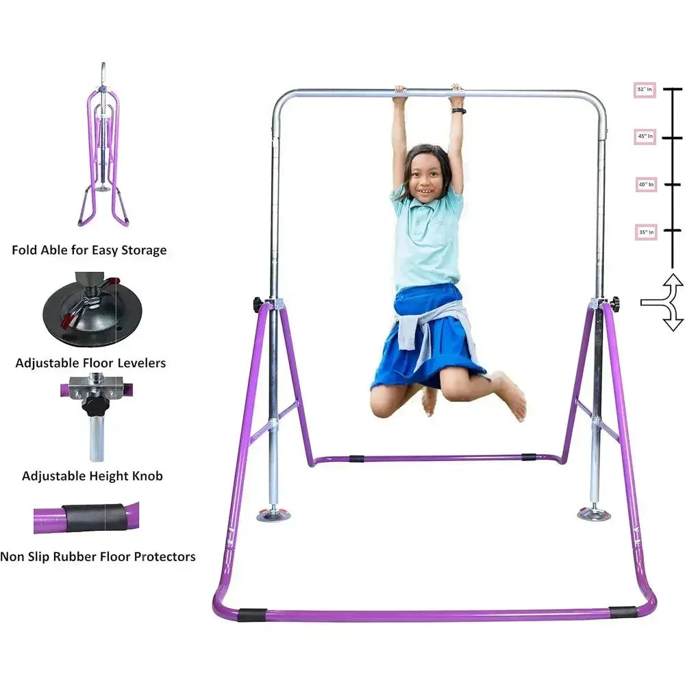 Adjustable Horizontal Kip Bar And Balance Beam For Kids Gymnastics