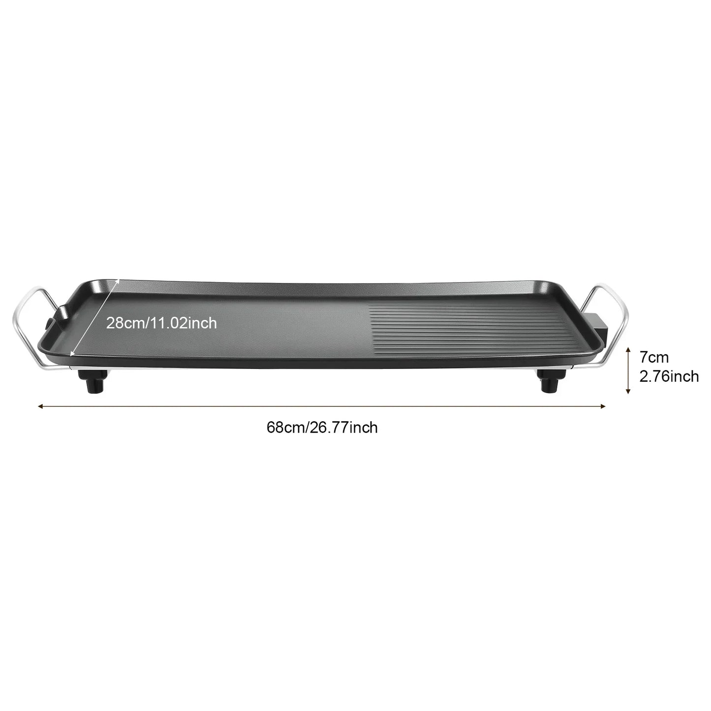 1500W Indoor Outdoor Teppanyaki Grill ,27'' Electric Griddle Nonstick Large Griddle Long Countertop with Adjustable Temperature