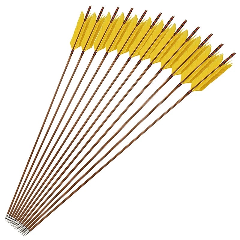 Premium Bamboo Archery Arrows Featuring Natural Turkey Feather Fletching