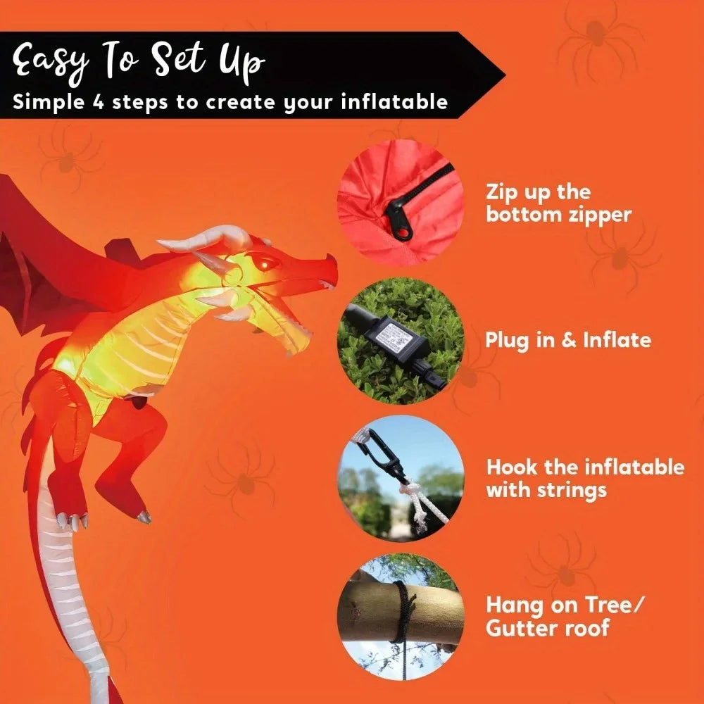 Joyfy Flying Dragon Inflatable Halloween Decor With LED Lights