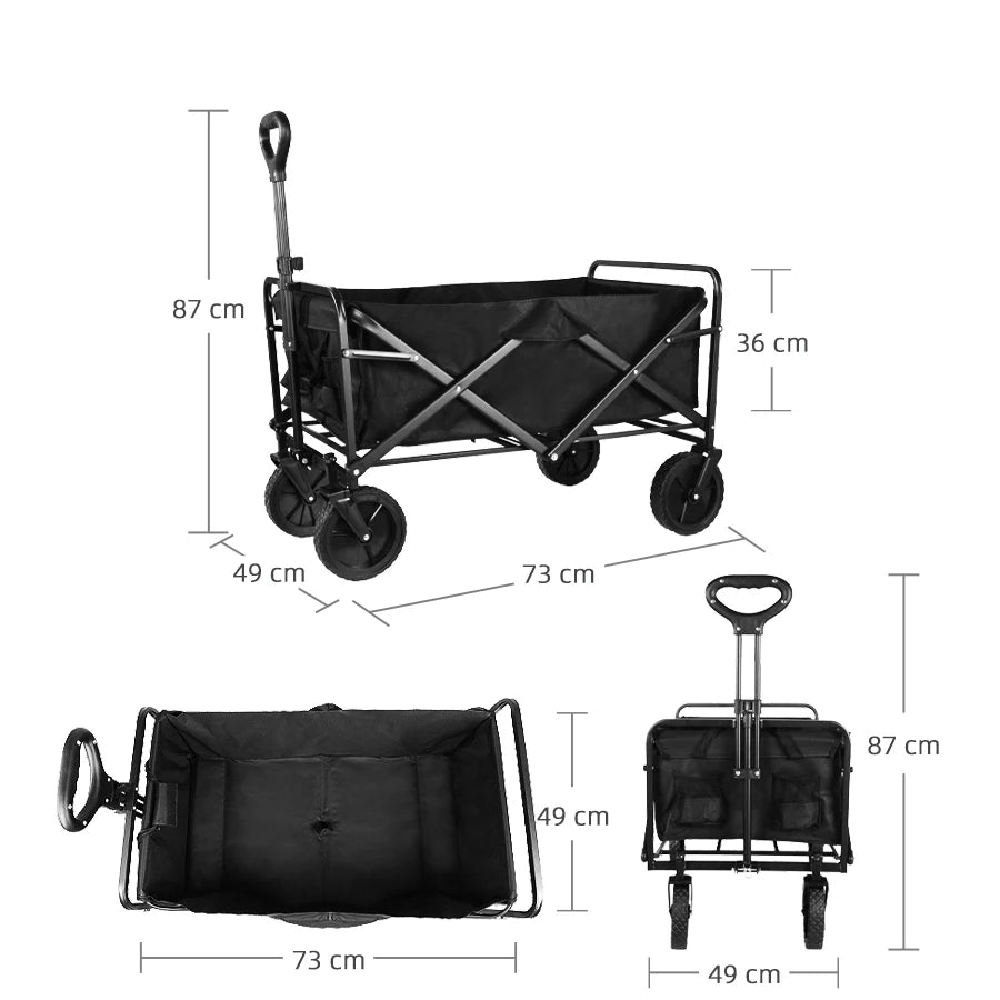 Heavy Duty Large Capacity Folding Wagon Cart Outdoor Utility Camping Beach Wagon Cart Foldable Picnic Folding Trolley