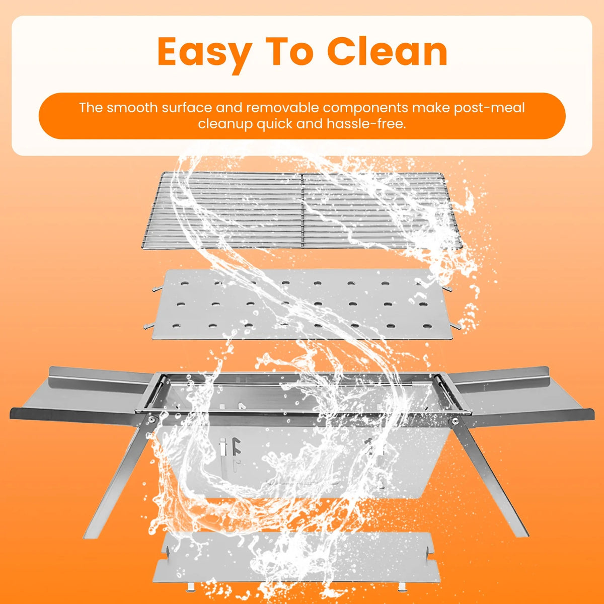 Foldable Charcoal BBQ Grill Stainless Steel Grill Net Easy Setup Portable Tabletop Barbecue Grill for Camping Picnic Outdoor Party Backyard