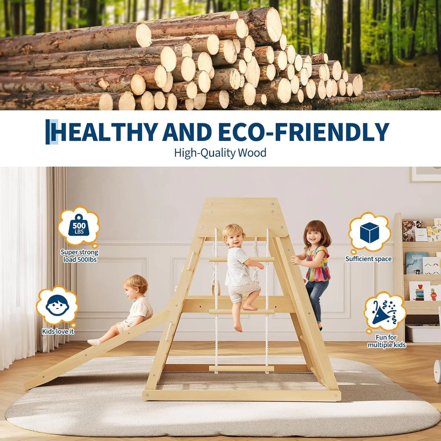 Twister Wooden 6IN1 Kids Indoor Jungle Gym Climber Playset