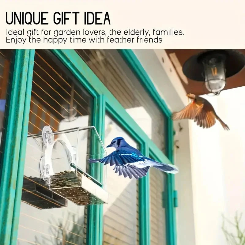 Transparent Acrylic Window Bird Feeder With Suction Cups