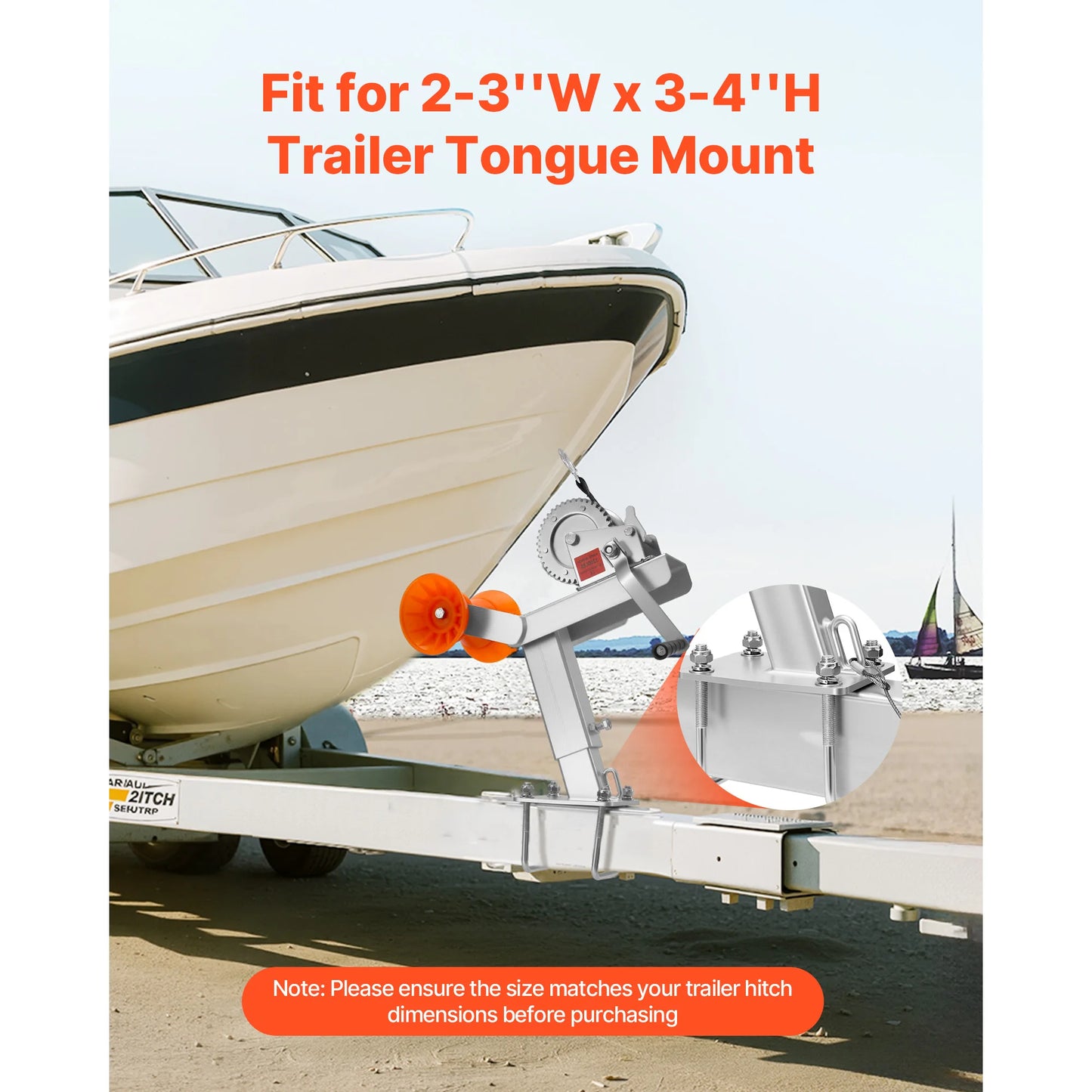 SucceBuy 1200Lbs Boat Trailer Winch Stand with Roller & 25ft Strap Boat Winch Mount for 2-3 x 3-4in Tongue Fit Jet Ski Sailboat