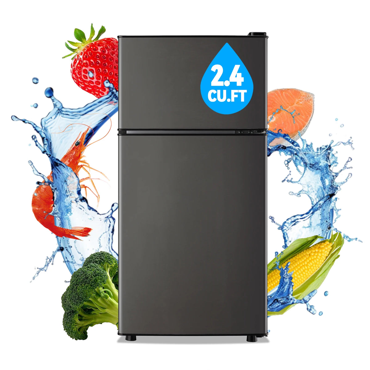 Wanai Compact Two Door Top Freezer Mini Refrigerator