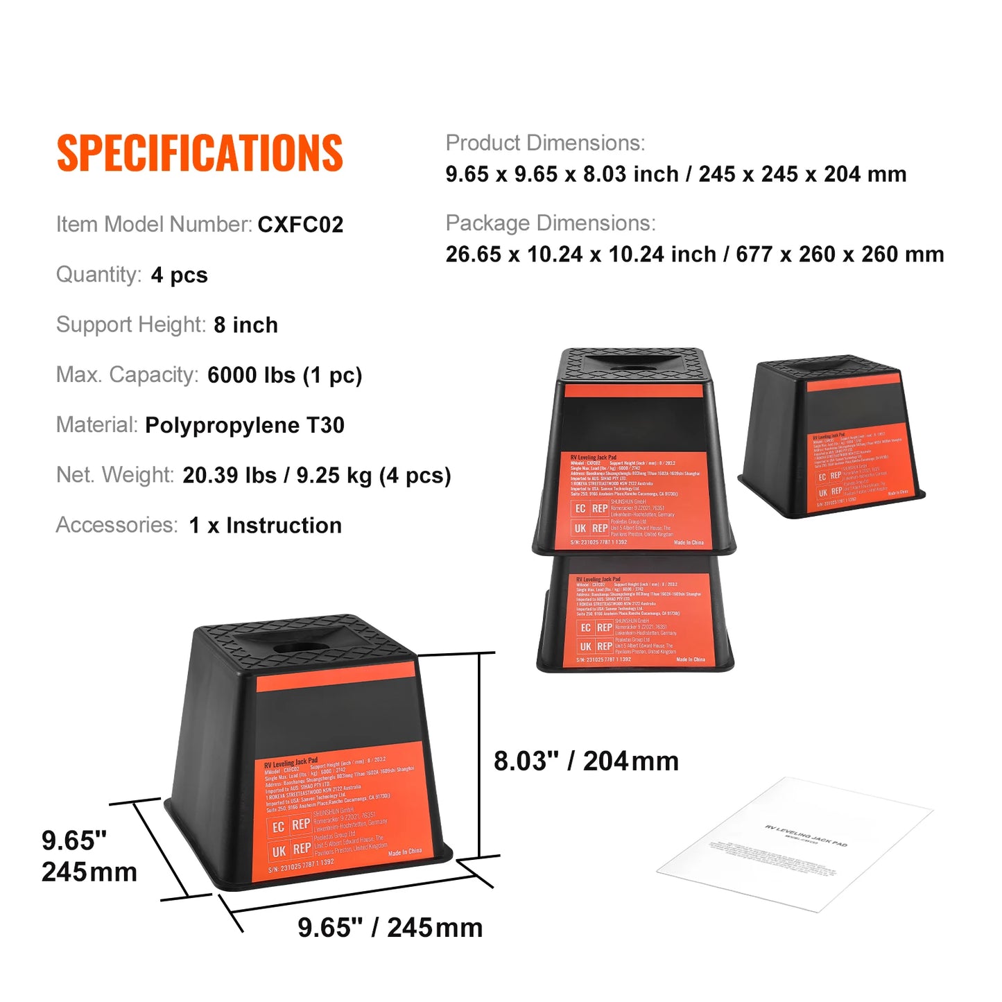 SucceBuy RV Leveling Pads Round Landing Feet Permanent Attached Jack Stabilizers Rubber  Travel Trailers Class A/C Motorhome