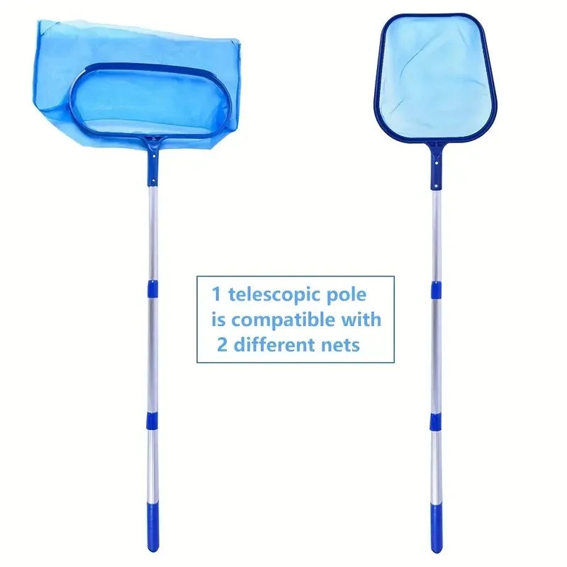 3pcs/Set Adjustable 17-40" Telescopic Pole Pool Skimmer Net Fine Mesh Leaf Skimmer for Cleaning Surface of Swimming Pools Hot Tubs Spas And Fountains Compatible with Aluminum/Pole Systems Suitable for Small Pools