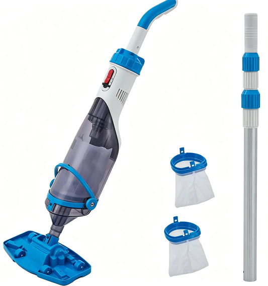 Tacleekii Handheld Pool Vacuum 19.8GPM Rechargeable Cleaner for Hot Tubs Corrosion Resistant Housing Rechargeable Battery IPX8 Waterproof with LED Dual Speed Suction