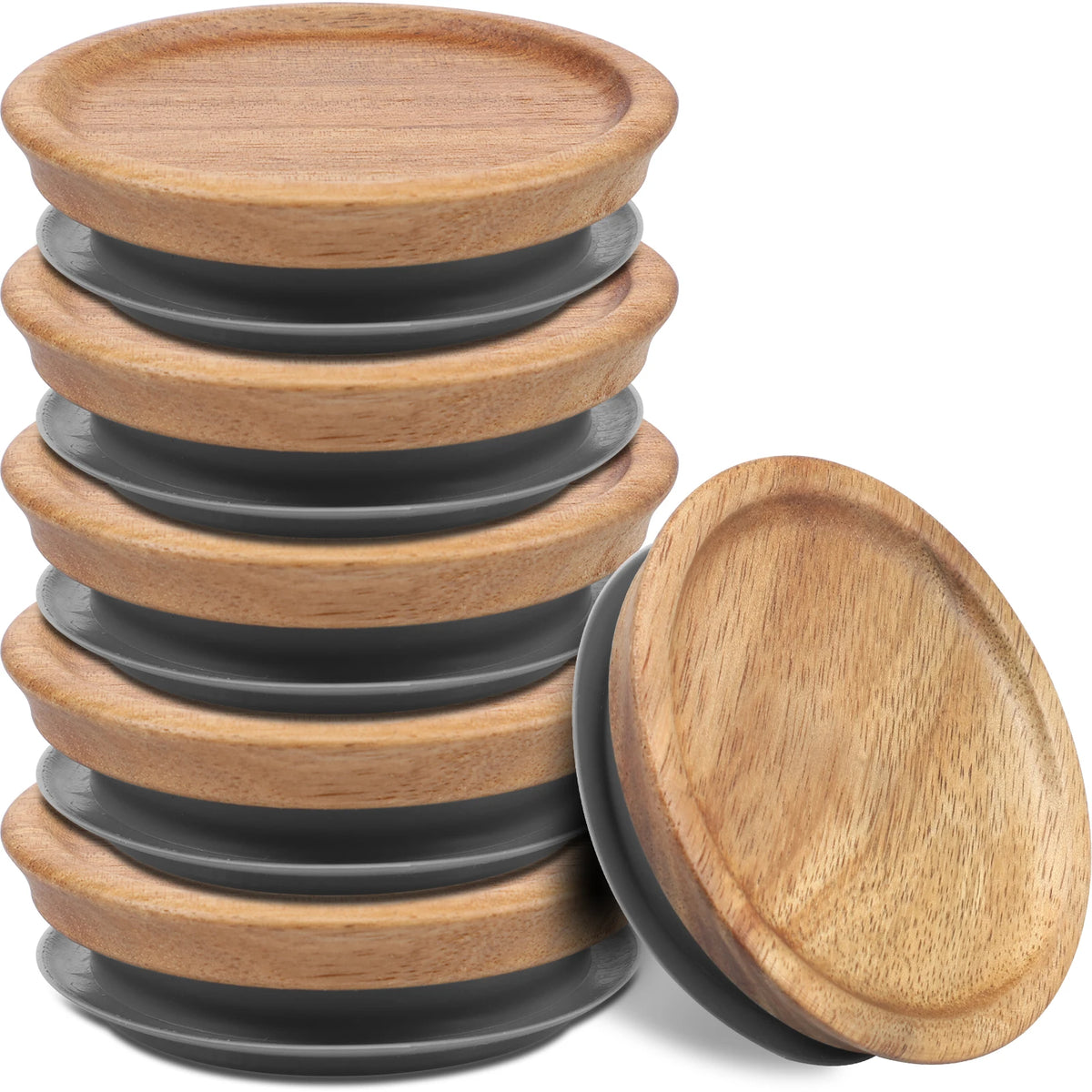 Airtight Acacia Wood Canning Lids With Silicone Jar Seals