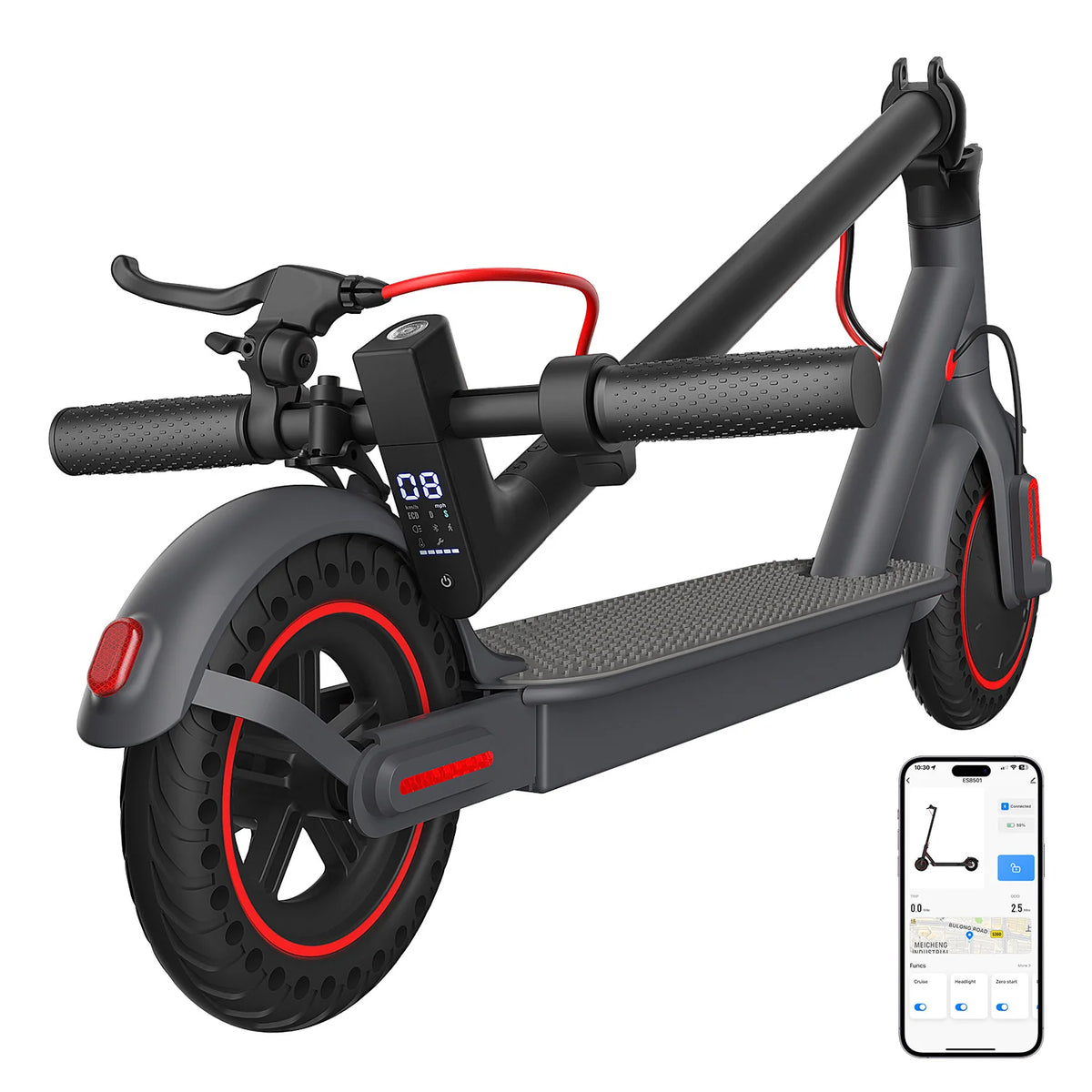 OBX Foldable Electric Scooter With App And Solid Tires For Adults
