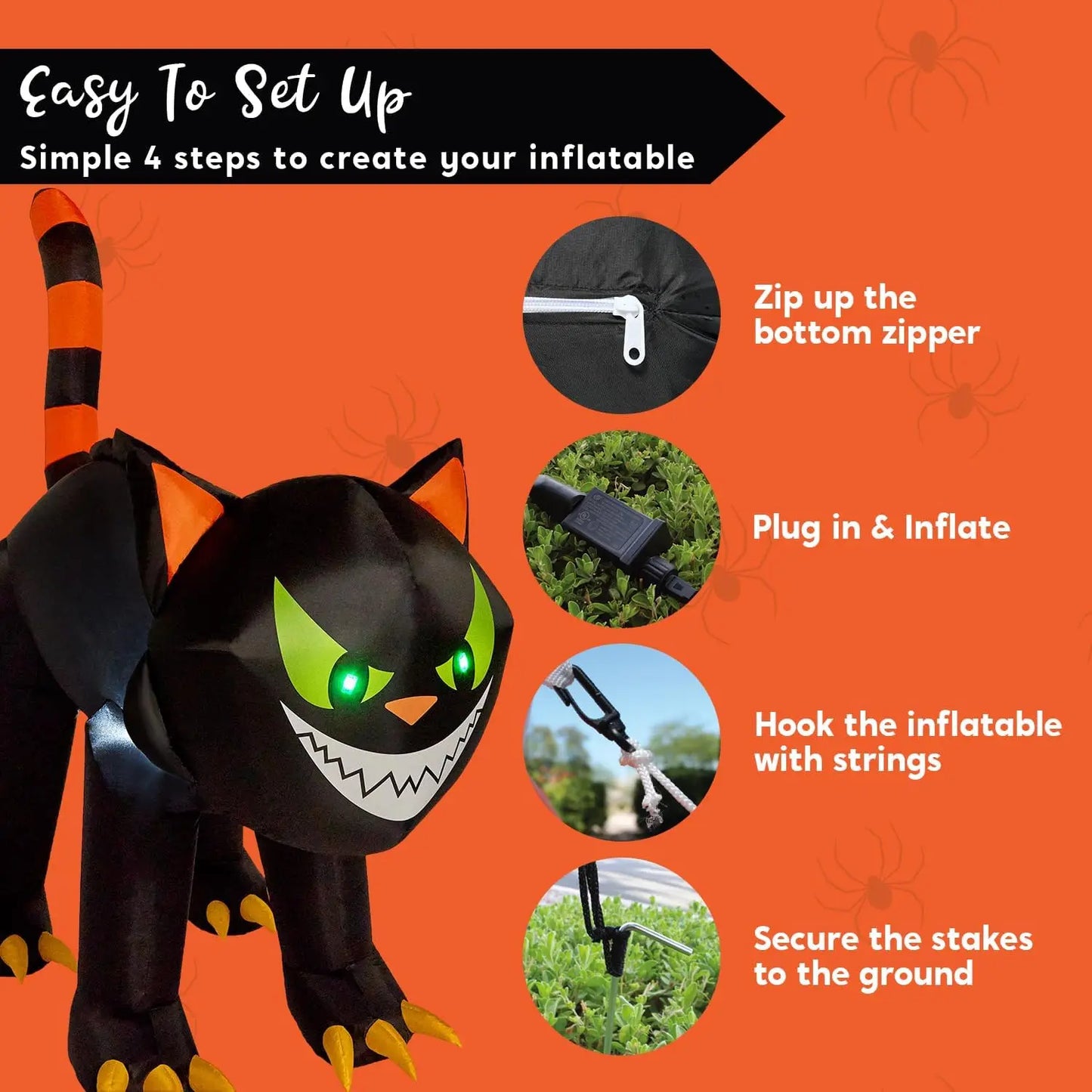 Joyfy Halloween Inflatable Cat Outdoor Yard Decor With Led Lights