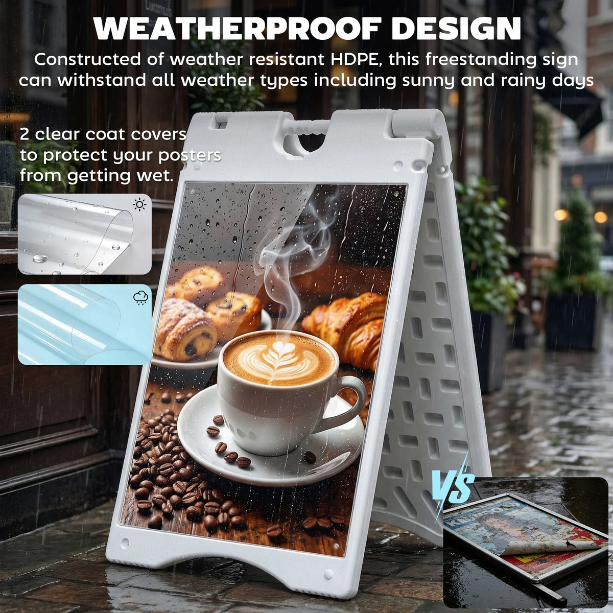 Weatherproof A Frame Sandwich Board Sign With Weighted Base