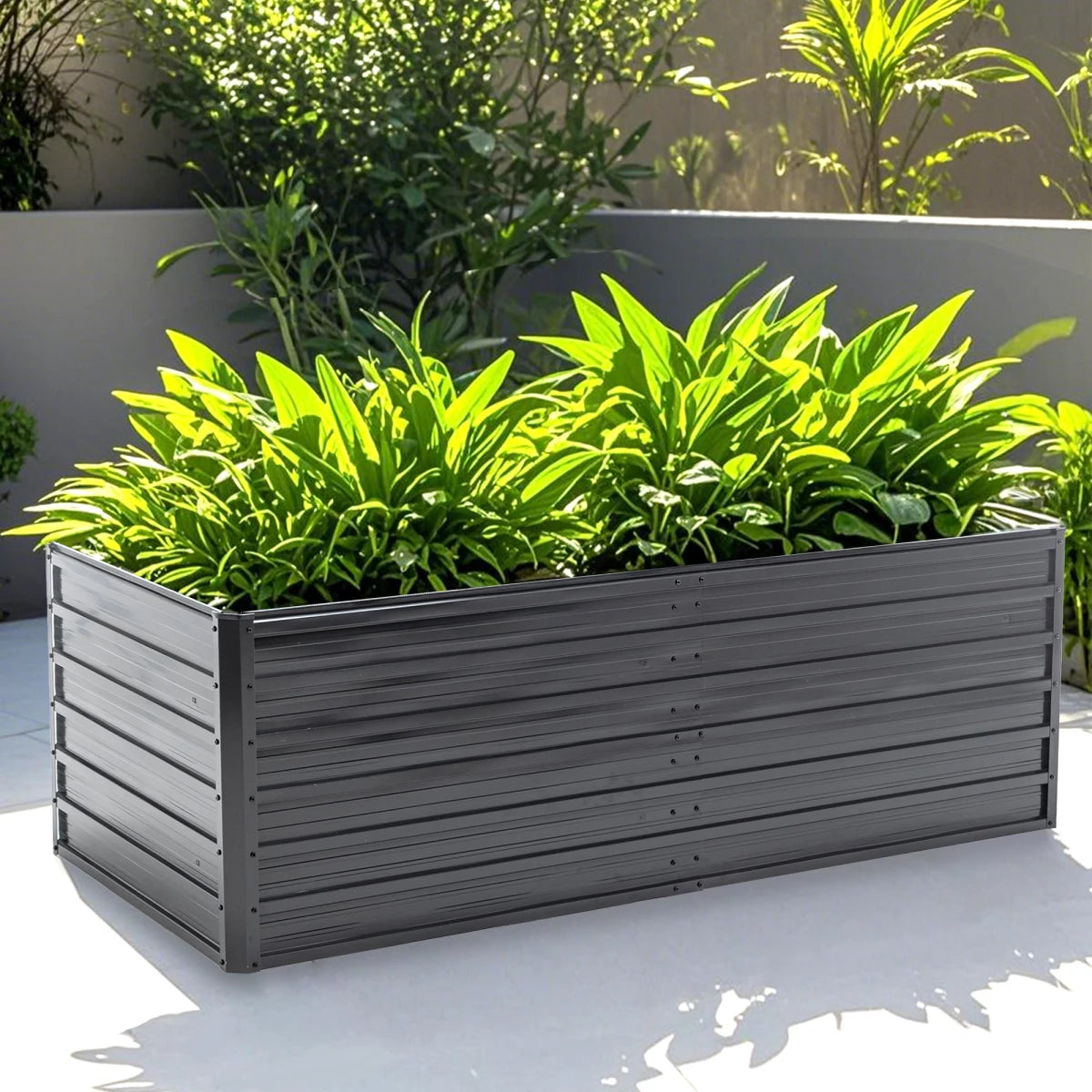 4x3x1ft Metal Raised Garden Bed,Deep Root Outdoor Galvanized Planter Box,Patio Kit Planting Beds for Vegetables Flowers Herb,Black