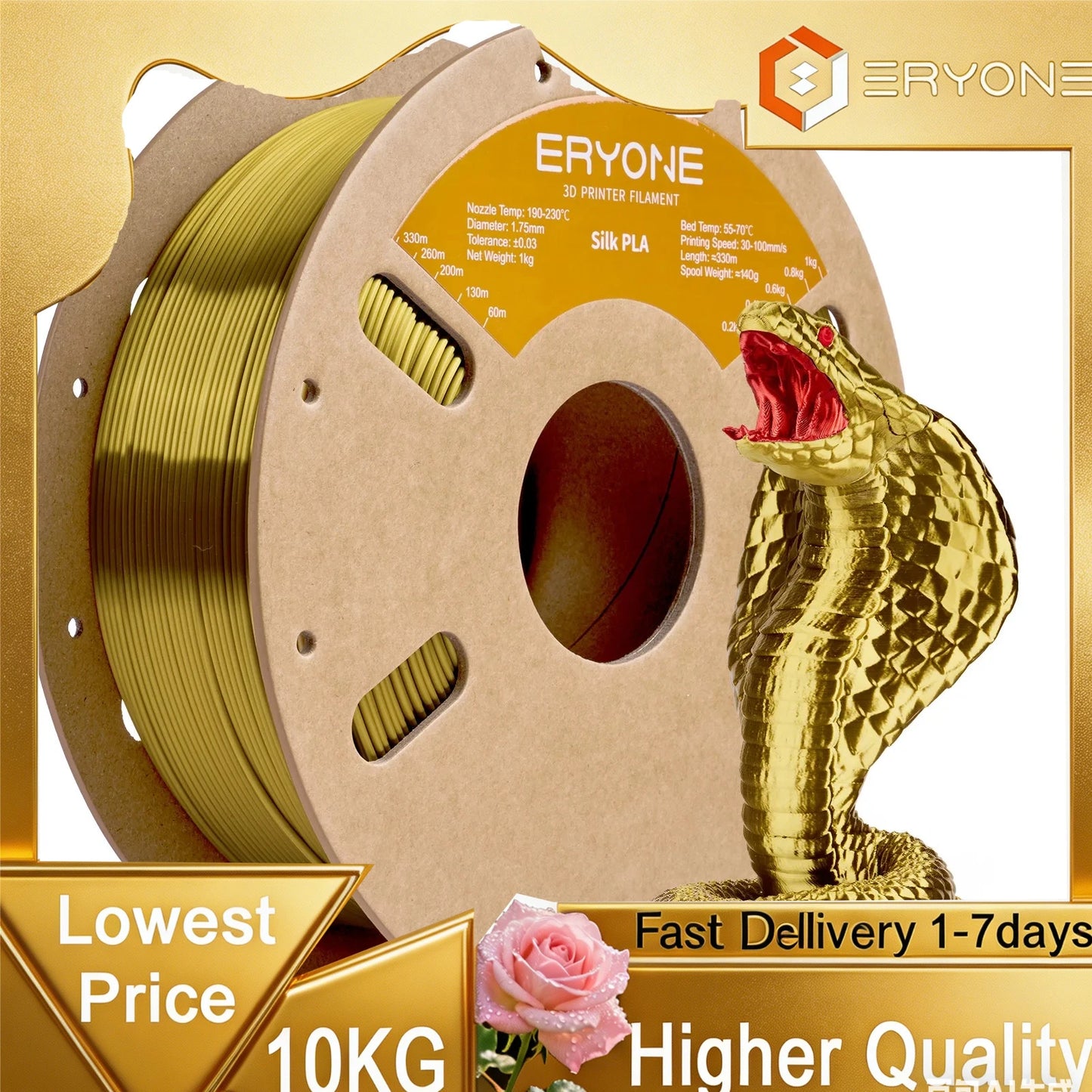 Eryone Silk PLA 3D Printer Filament Premium Shiny Finish