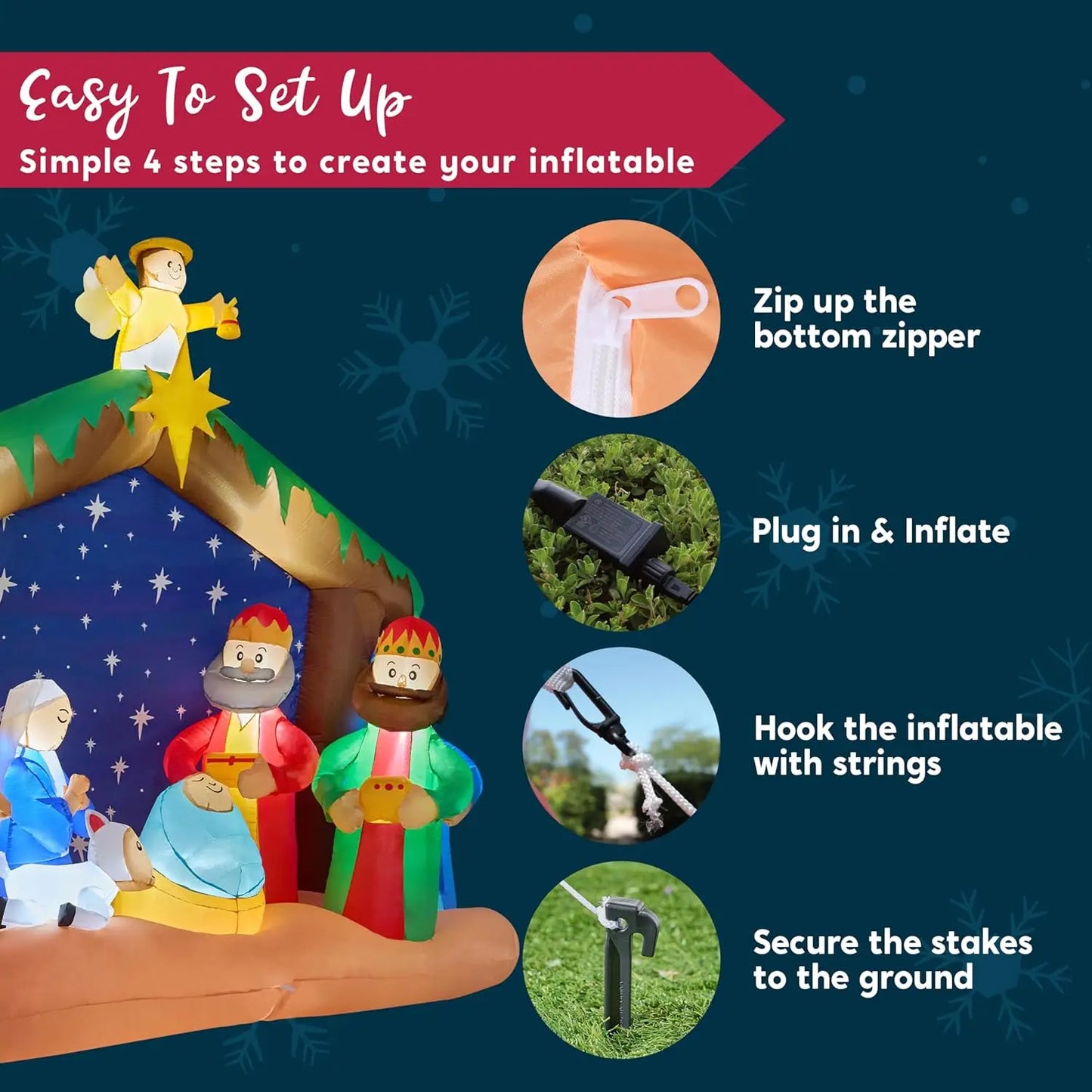 Joyfy Outdoor Inflatable Nativity Scene With Built In Led Lights