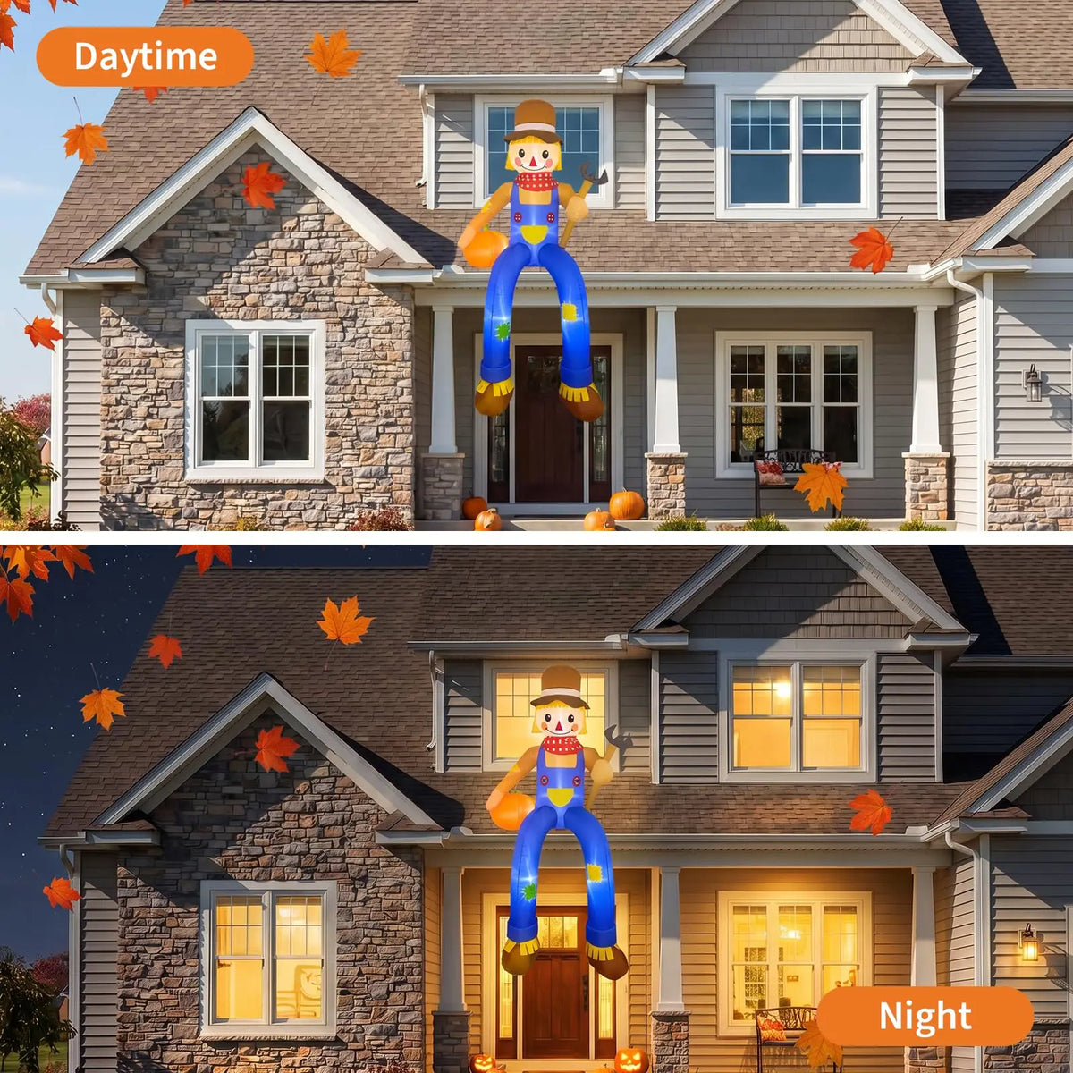 Thanksgiving Scarecrow Inflatable Outdoor Decoration With LED Lights