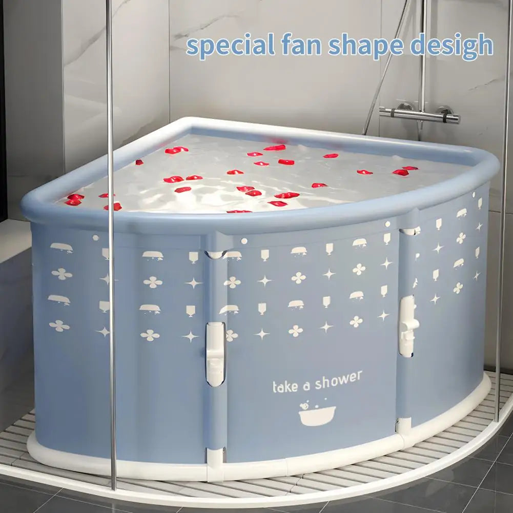 Fan Shaped Portable Foldable Bathtub With Ergonomic Seat Cushion