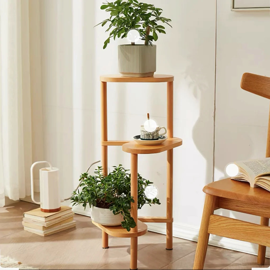 Wisfor Three Tier Bamboo Corner Plant Stand And Indoor Shelf