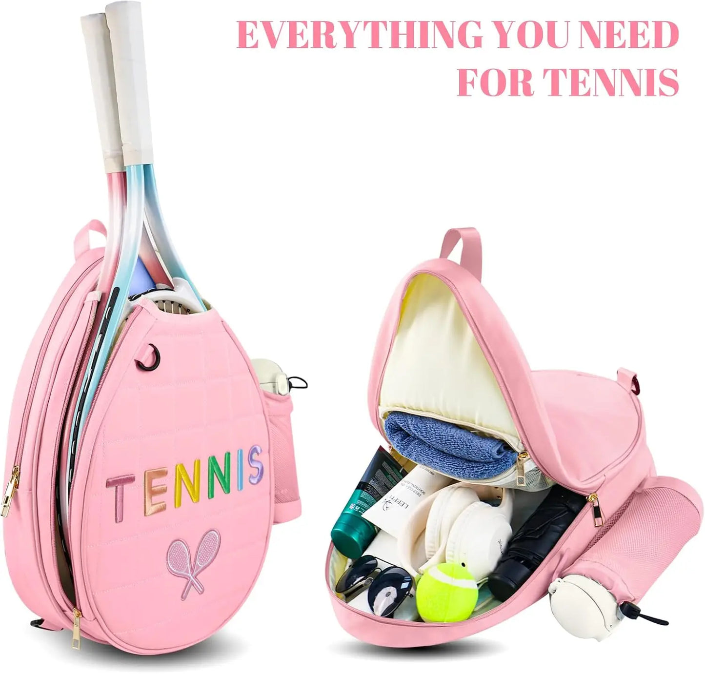 Water Resistant Tennis Sling Backpack Adjustable Pickleball Racket Bag