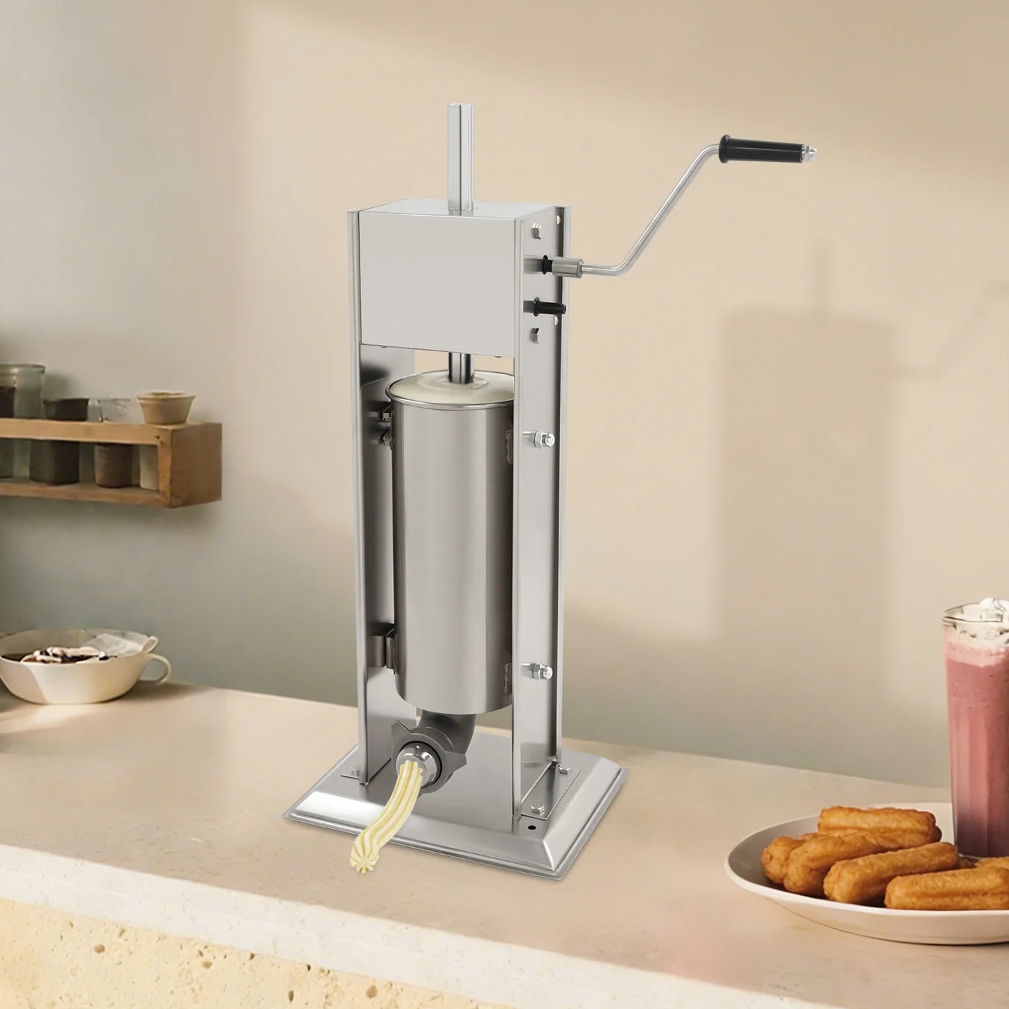 Bymaocar Manual Churros Machine Vertical Stainless Steel Churro Maker