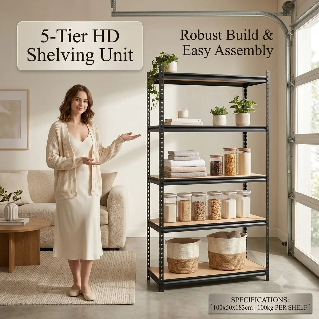 Heavy Duty Adjustable Metal Storage Rack With Mdf Shelves