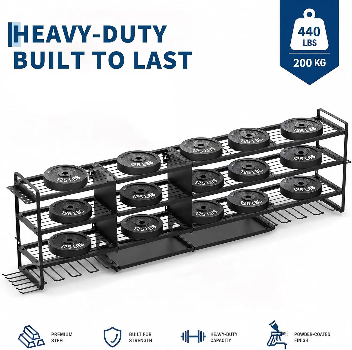 Large Power Tool Organizer Wall Mount Heavy Duty 67 Inch 4-Tier 8 Drill Holder Tool Storage Battery Shelf for Workshop Shed Basement 16 Inch Stud 20 Min Setup