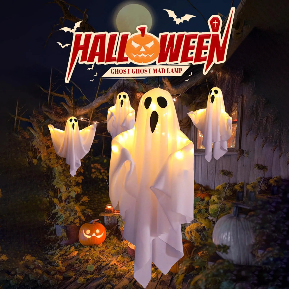 Hanging Ghosts Halloween Ornaments Resin Indoor Outdoor Home Decor
