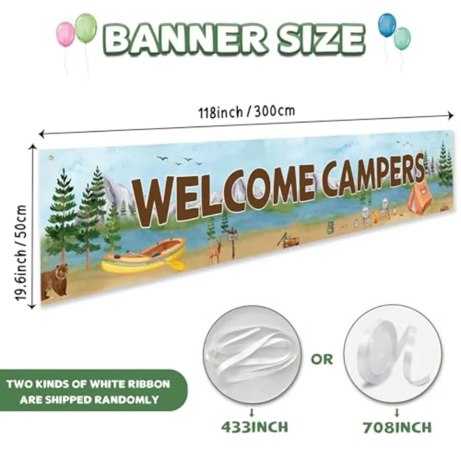Camping Adventure Birthday Party Banner And Baby Shower Backdrop
