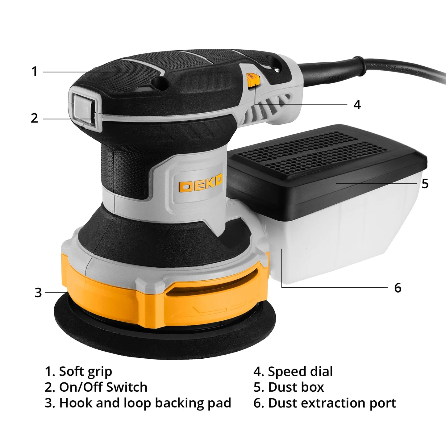 DEKO 300W Random Orbital Sander With Dust Collection