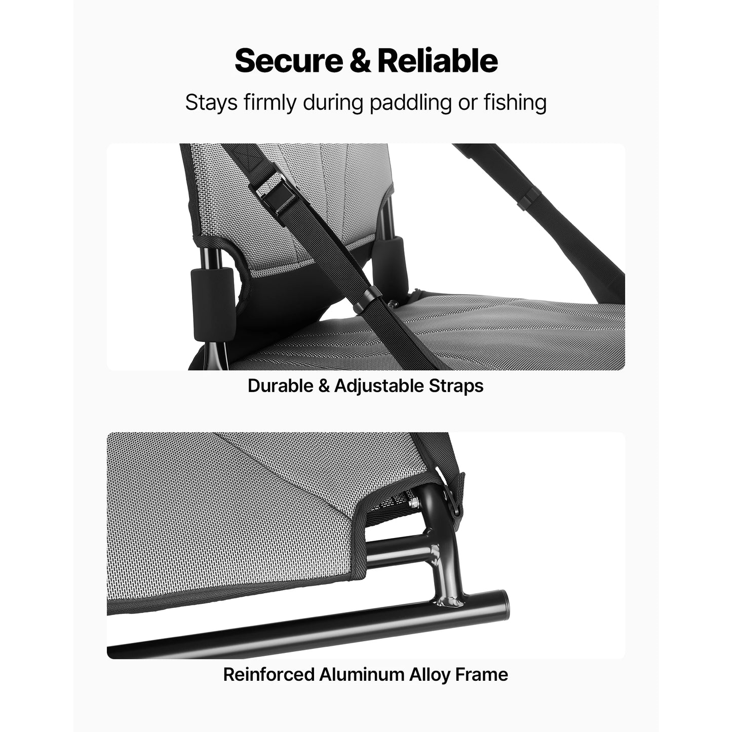 SucceBuy Aluminum Kayak Seat With Adjustable Back Support