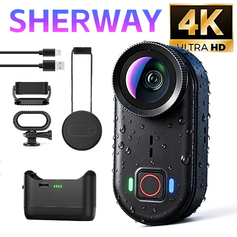 Sherway 4K Action Camera With 64GB Memory 6-Axis EIS Waterproof