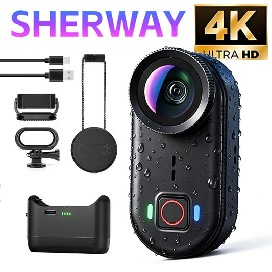 Sherway 4K Action Camera With 64GB Memory 6-Axis EIS Waterproof