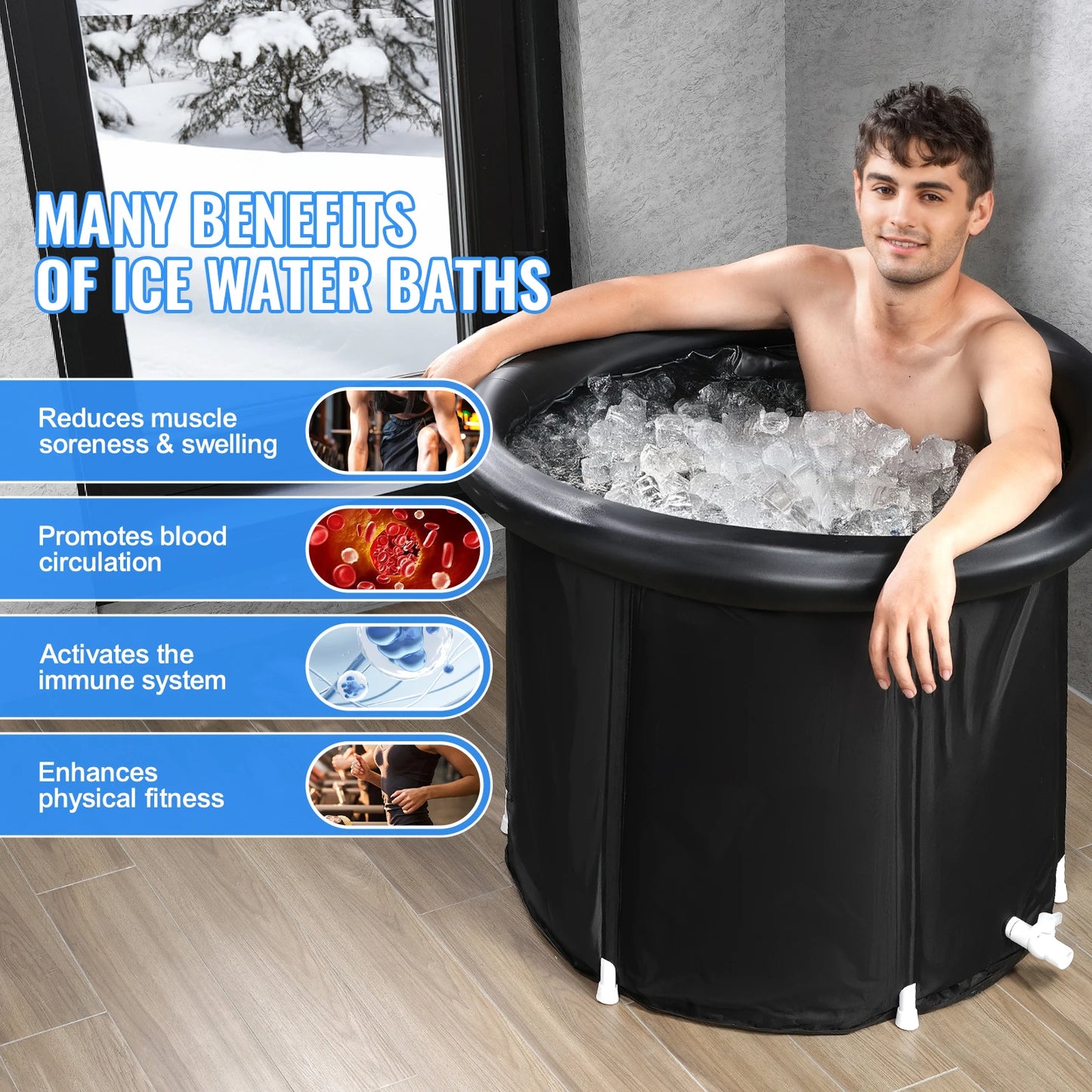 SucceBuy Portable Inflatable Ice Bath Tub for Cold Water Therapy
