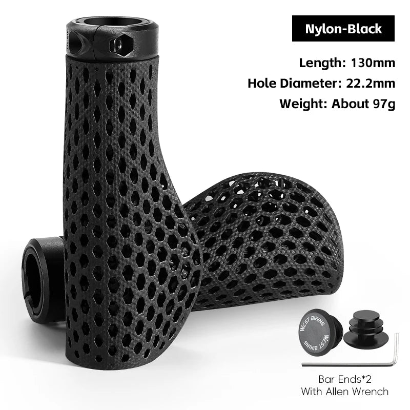 West Biking 3D Printed Ergonomic Bicycle Handlebar Grips For MTB