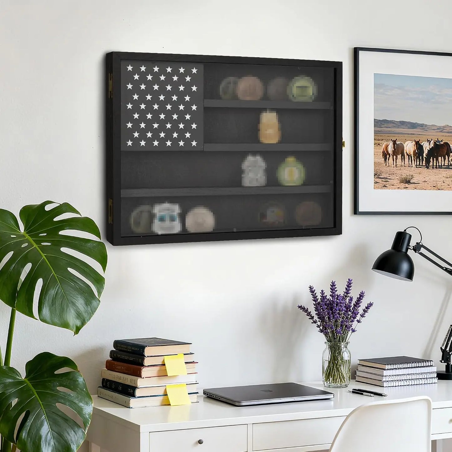 Garvee Lockable Wooden Shadow Box Display Frame Acrylic Door
