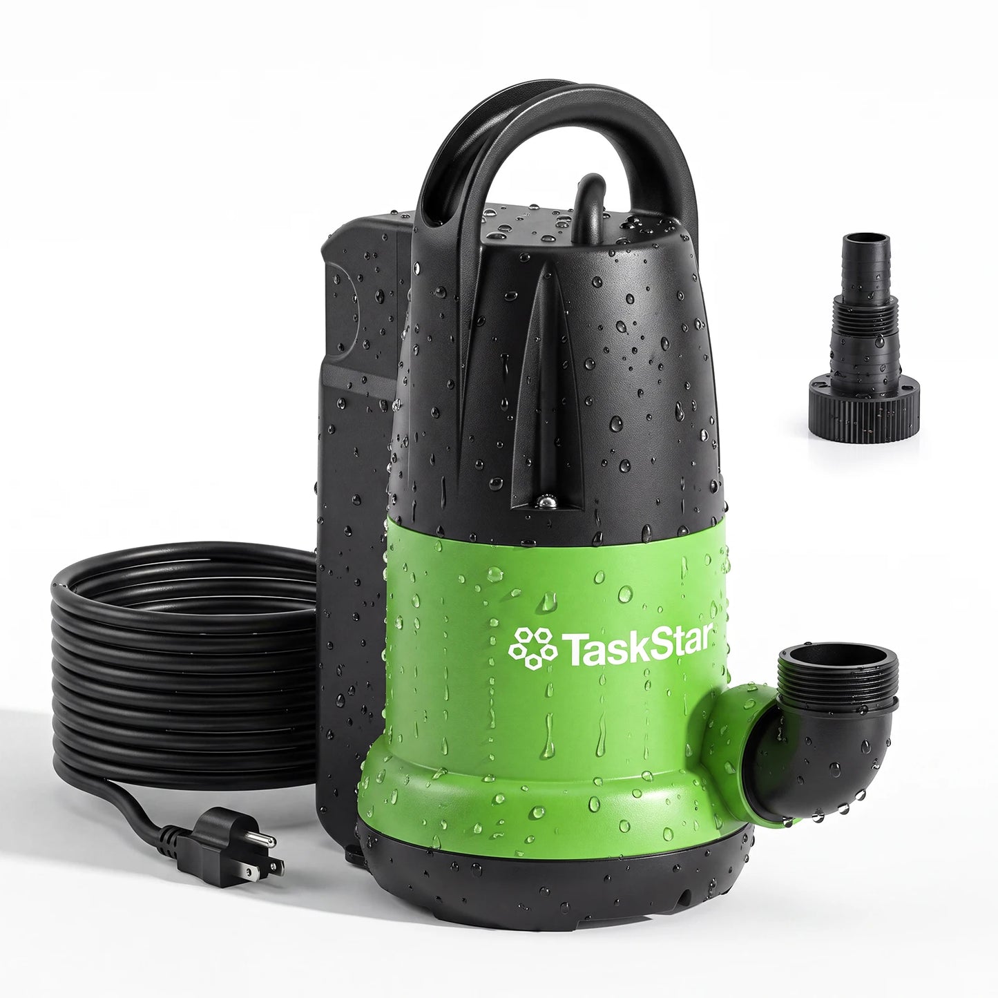TaskStar 1HP Submersible Water Pump 4000GPH Sump Pump with 25Ft Long Cord Built‑in Vertical Float Switch 28Ft Max Lift for Basement Pool Hot Tub Yard Flood Drainage