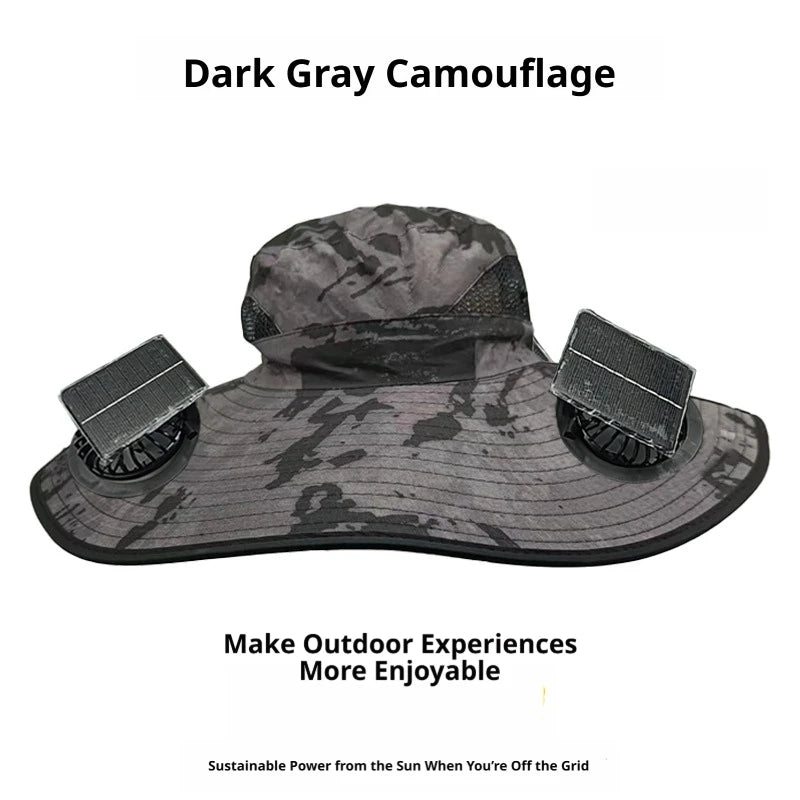 Solar Powered Cooling Fan Hat With UV Protection For Camping