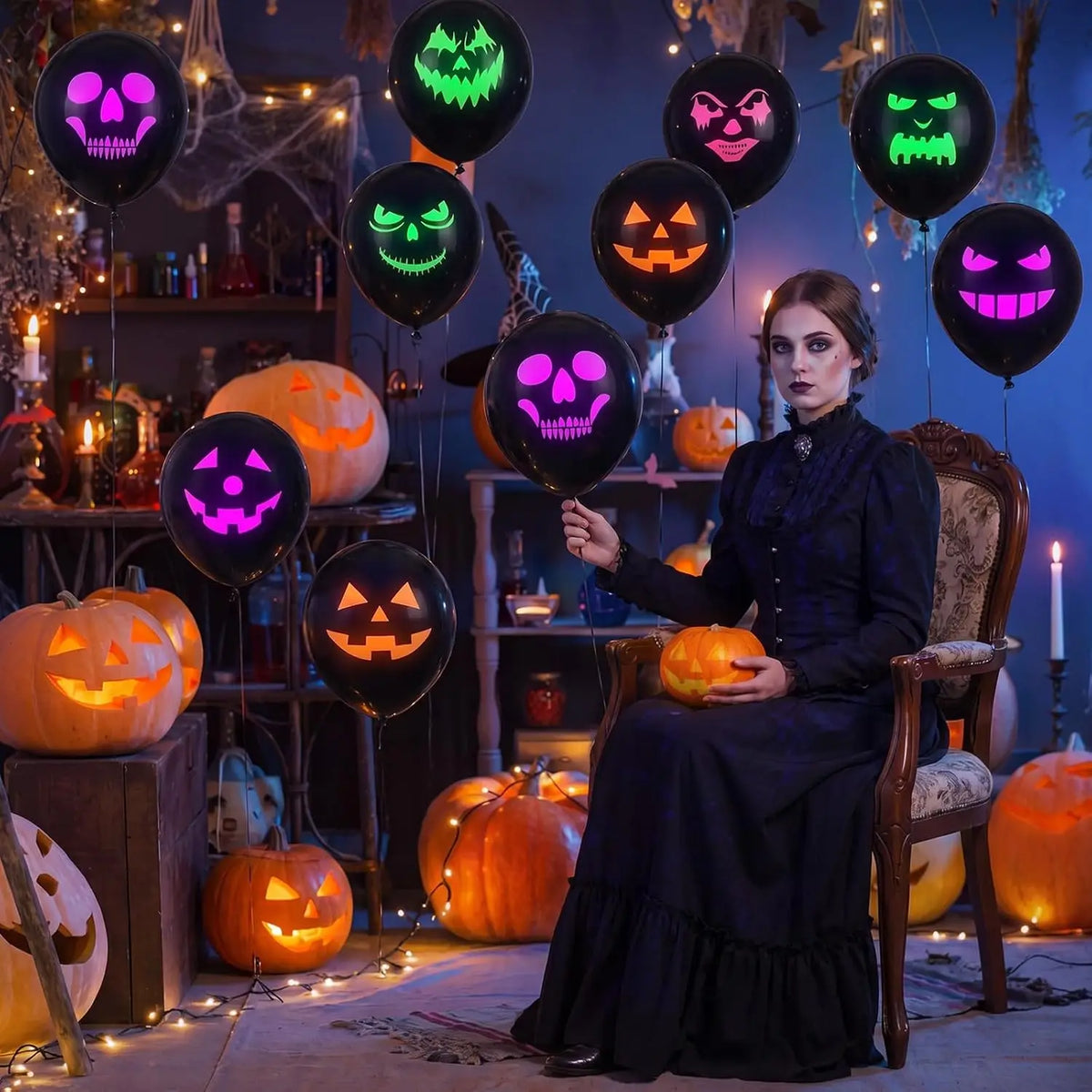 Halloween Neon Glow Ghost Latex Balloon Party Supplies