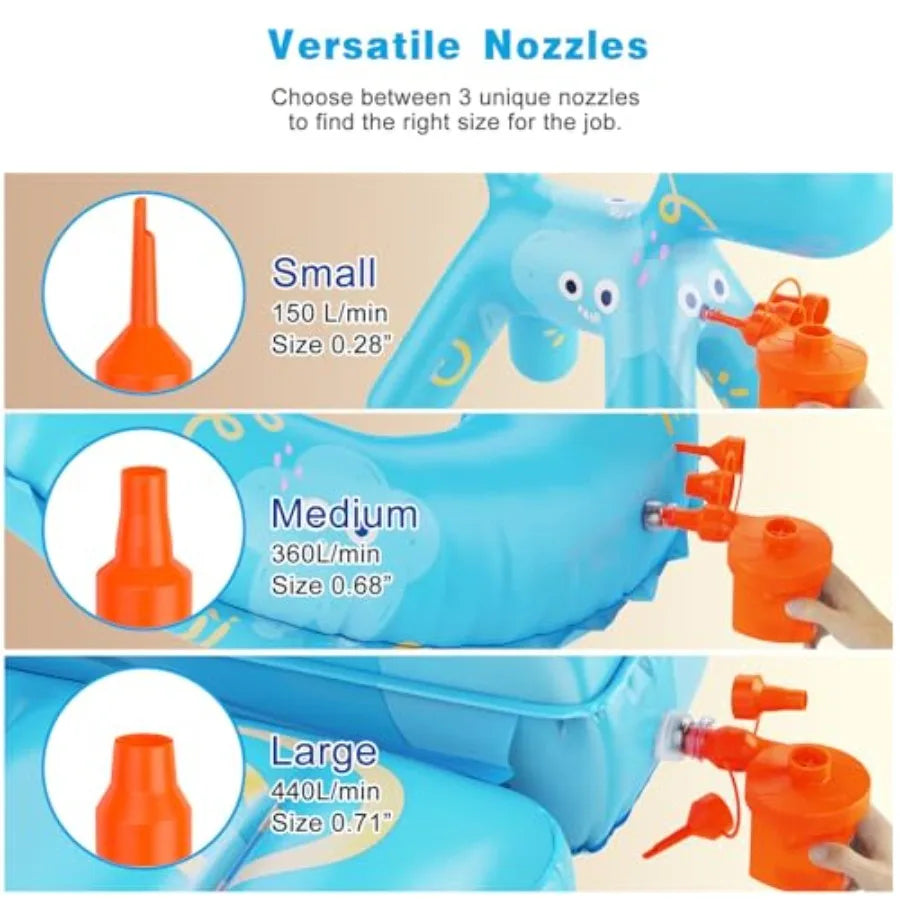 Portable Electric Air Pump Inflator And Deflator With Three Nozzles