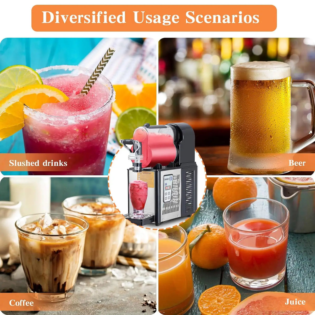 3L Commercial Slushie Machine – 300W Stainless Steel Frozen Drink Maker, Self-Cleaning, for Margaritas, Smoothies & Cocktails, Ideal for Home & Small Business Use, Black